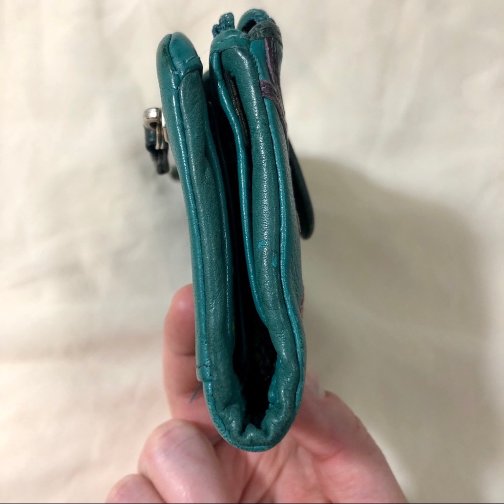 Fossil Leather Wallet - Blue with Birds and Key - Picture 6 of 8